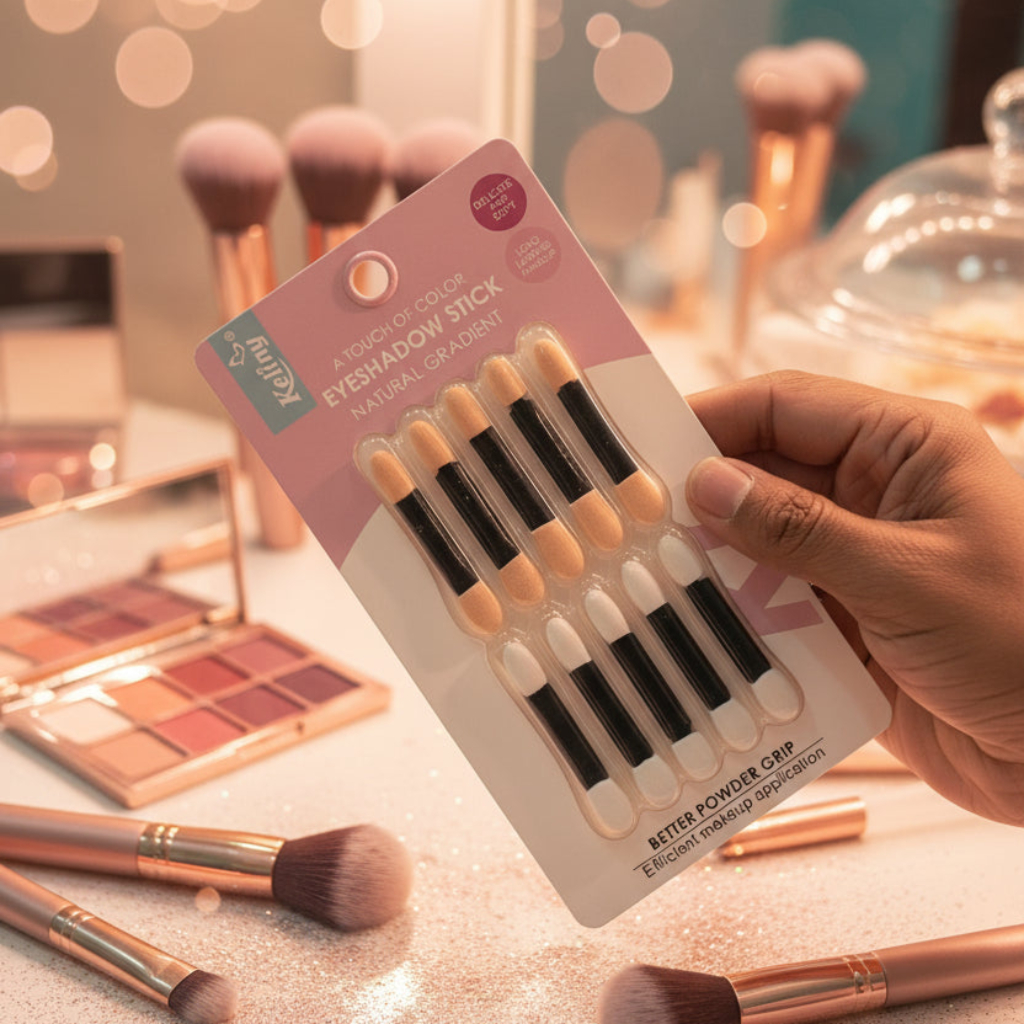 Keliny Dual-Sided Disposable Eyeshadow Sponge Applicators (10-Piece Pack) – High-Grip Makeup Brushes