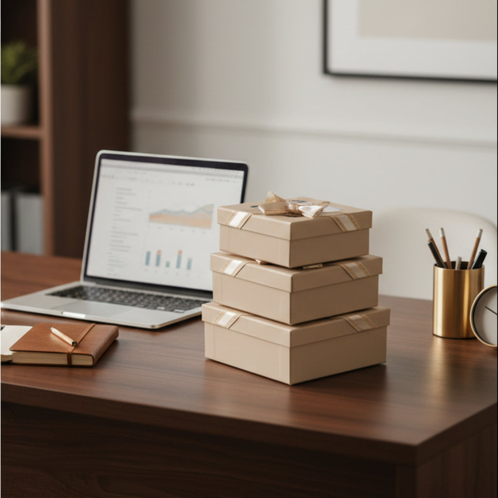 علبة هدايا مجوهرات أنيقة مع شريط - تغليف ورقي فاخر لعيد الميلاد والهدايا الخاصة