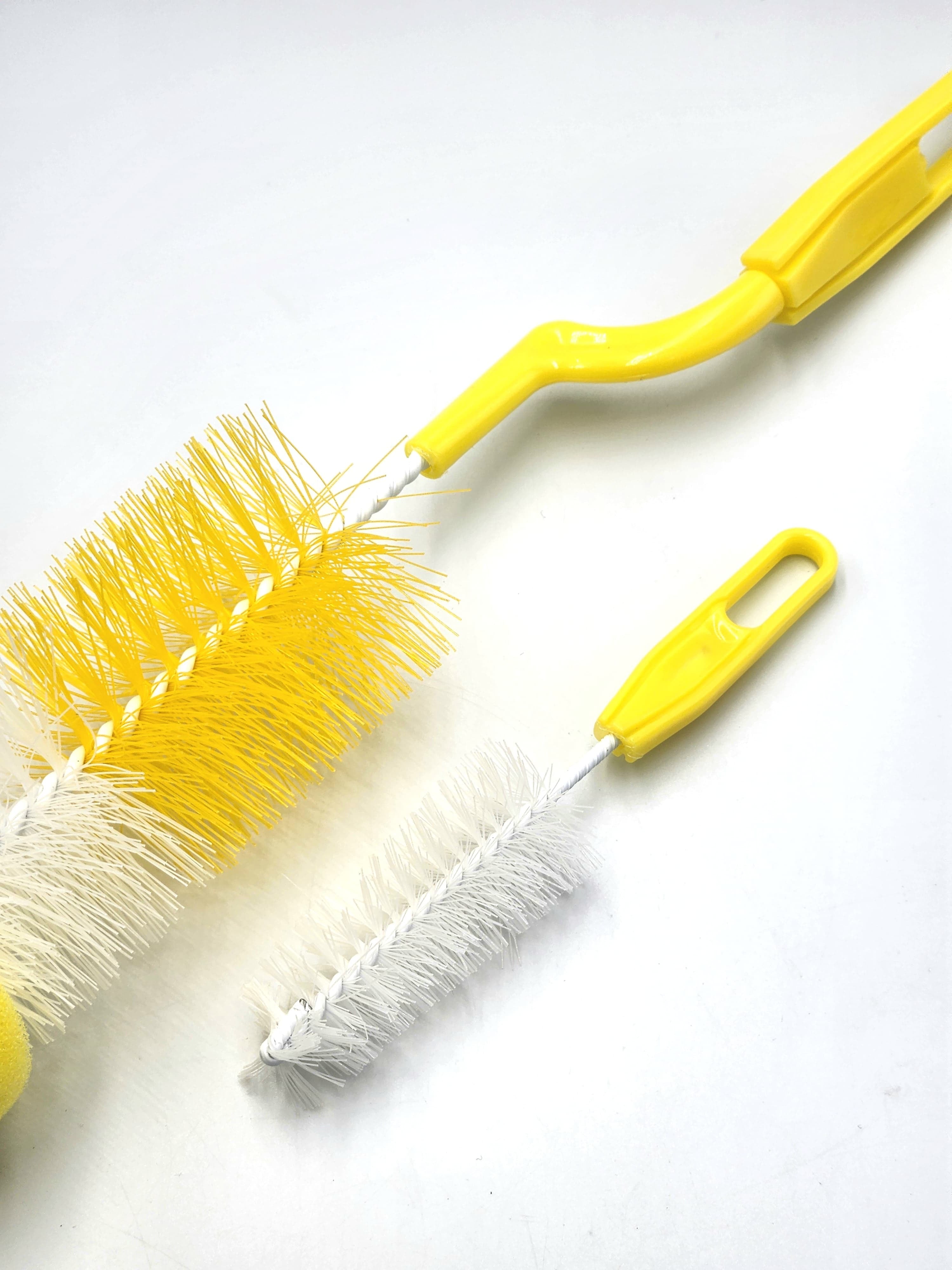 2 pcs set Home long and short handled bottle brush, kitchen fine bristle sponge brush, glass cleaning brush, 360 degree rotating brush | Essential for home brushes, random color.