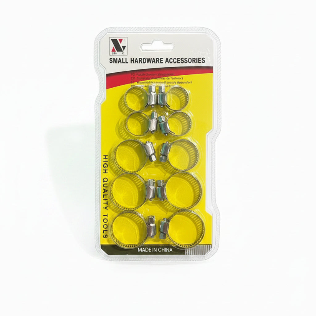 10-Piece Stainless Steel Worm Gear Hose Clamp Assortment Set