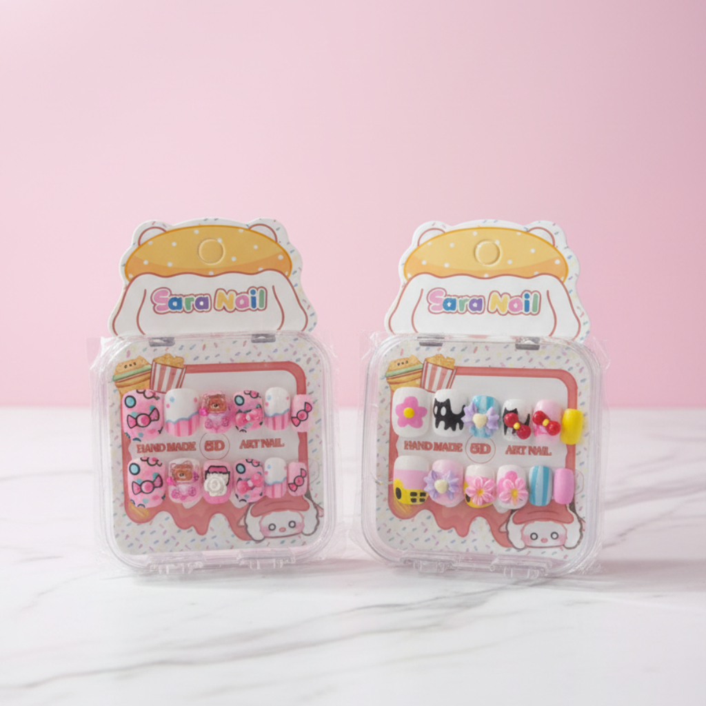 Luxury Handmade 3D Press-On Nails – Cute Cartoon and Sweet Dessert Aesthetic Artificial Nail Gift Set
