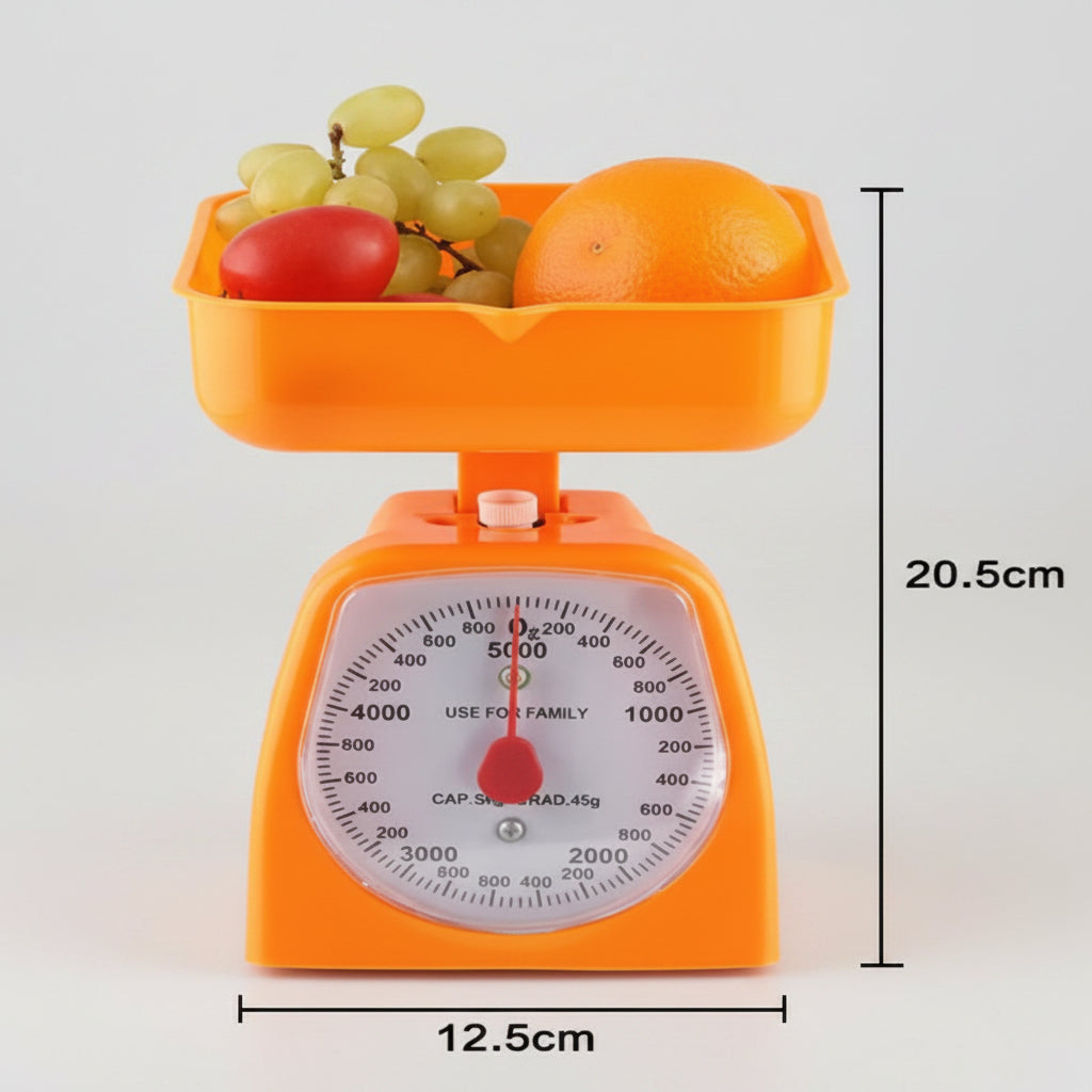 Vintage Orange Mechanical Kitchen Scale with Removable Bowl