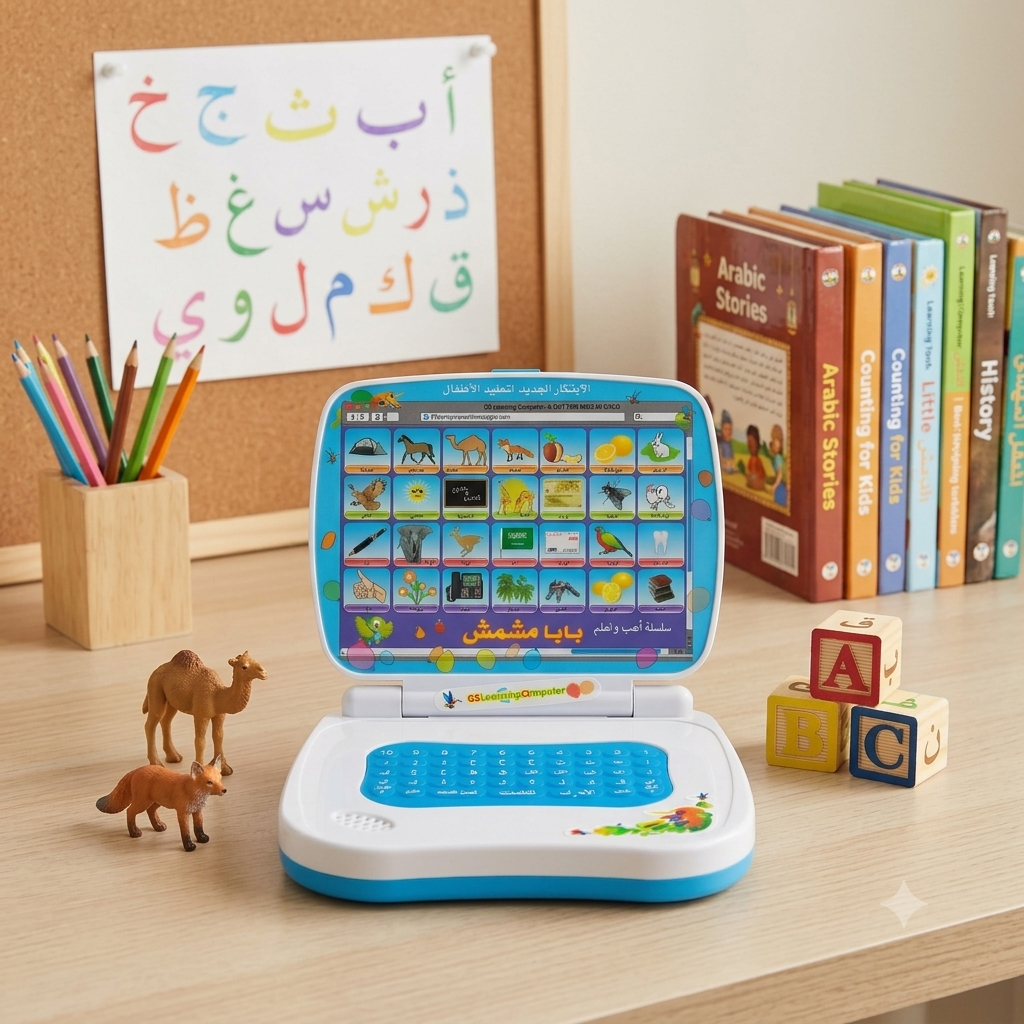 Learning Computer Kids Educational Toy Laptop – Arabic Alphabet, Numbers & Word Learning Electronic Device for Children