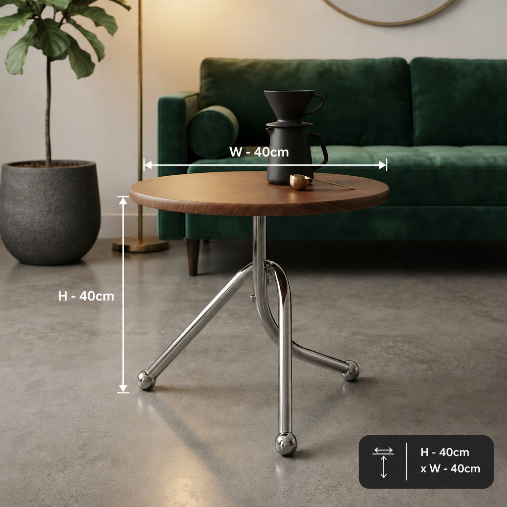 Wooden & Steel Mini Side Table