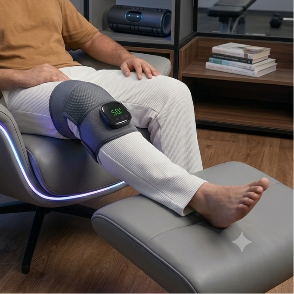 Smart Knee Massager with Heat and Vibration – Cordless Electric Knee Brace Wrap for Joint Comfort