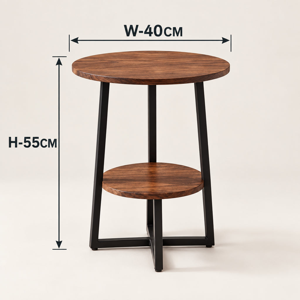 Double-Layer Brown Mini Side Table