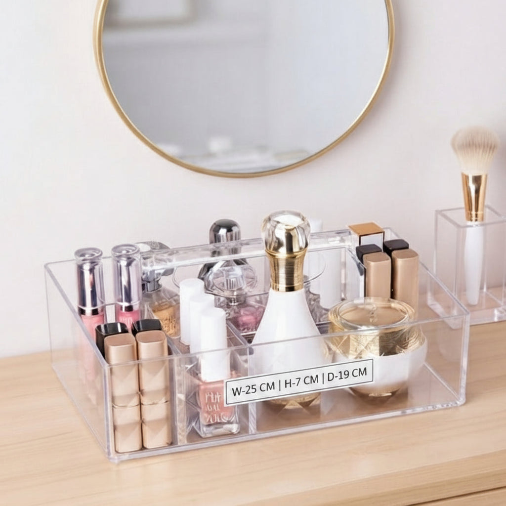 Cosmetic Organizer with Handle – Makeup & Beauty Storage Box