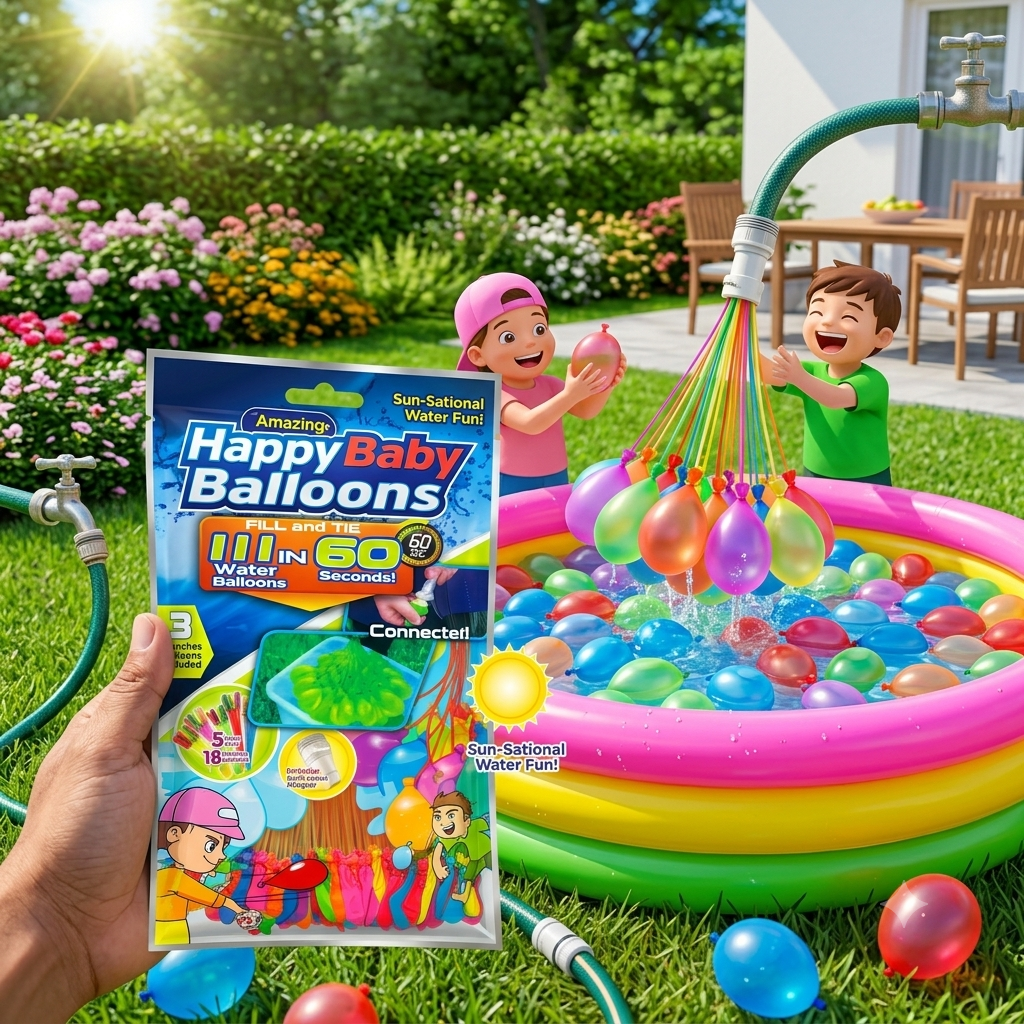 Rapid-Fill Water Balloons Kit – 111 Balloons, Quick-Connect Outdoor Splash Set for Kids & Adults