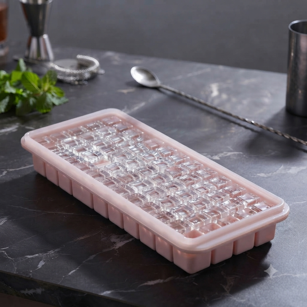 84-Cube Flexible Silicone Ice Tray with Lid – Easy Release Reusable Ice Cube Mold for Freezer & Drinks