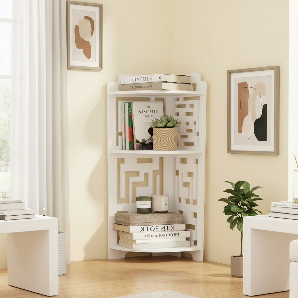 Multifunctional Wall Corner Storage Rack – 3-Tier Free Standing Corner Organizer Shelf
