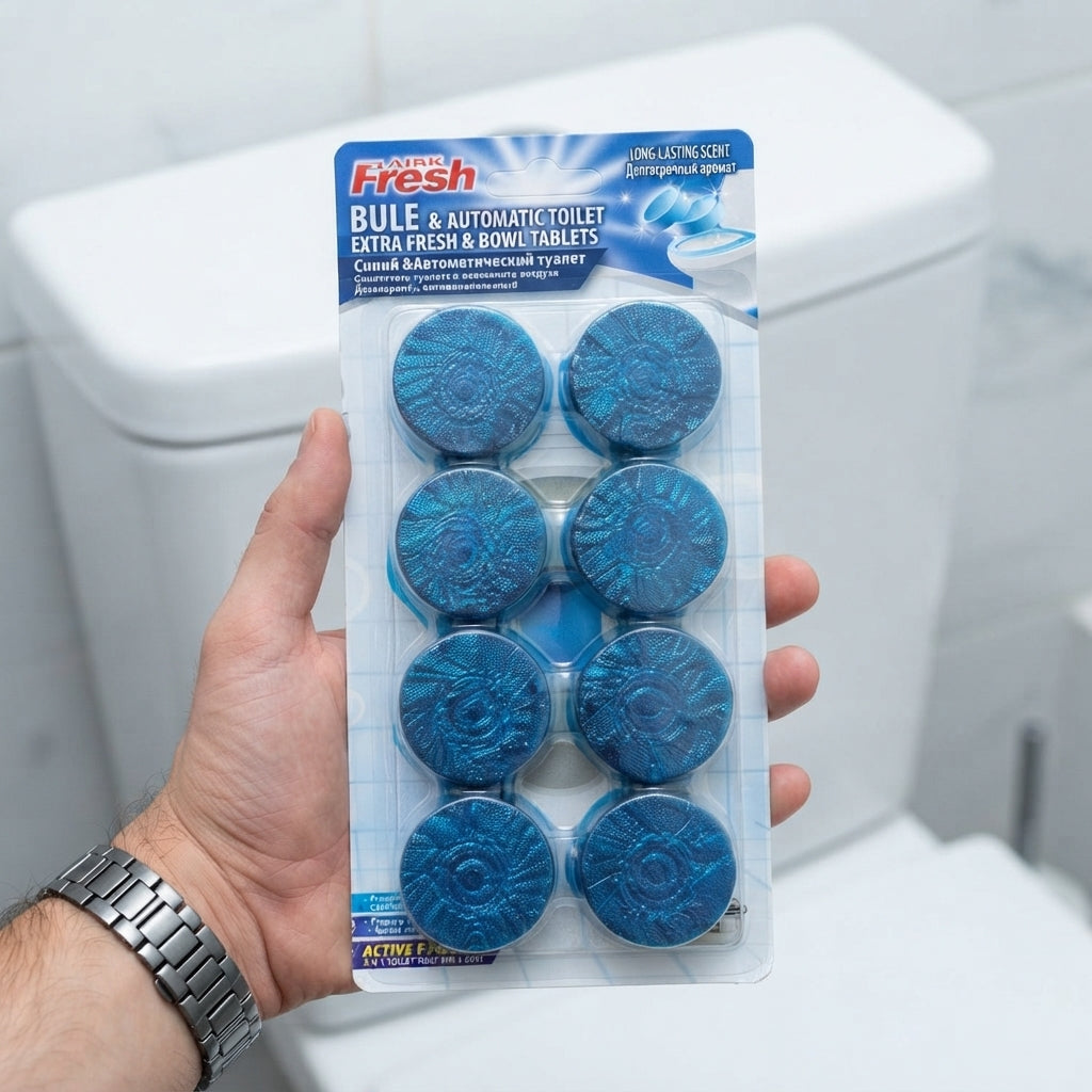 8 PCS Automatic Toilet Cleaner – Effervescent Blue Tablets