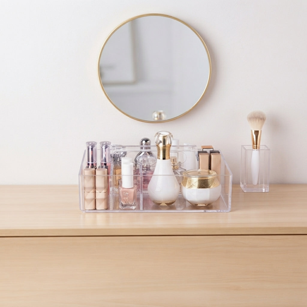 Cosmetic Organizer with Handle – Makeup & Beauty Storage Box