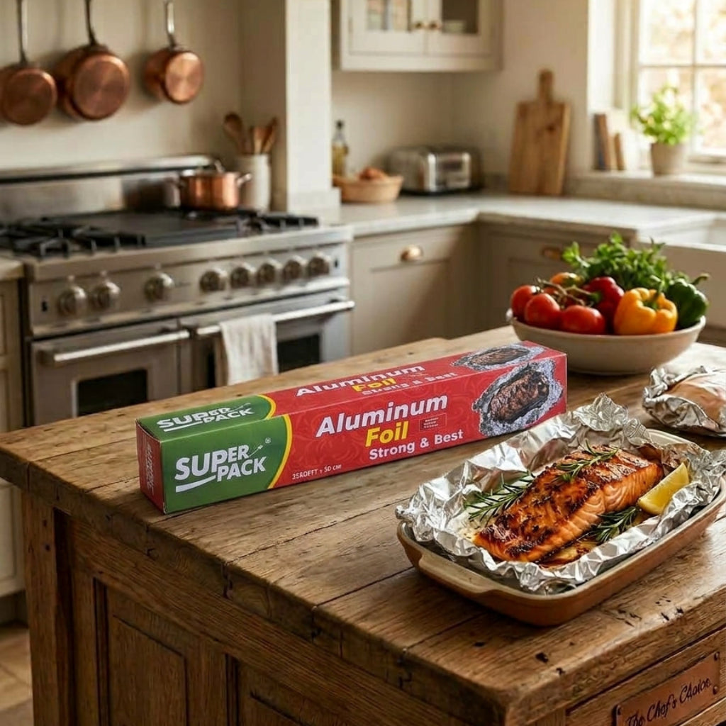 Heavy-Duty Aluminum Foil Roll – 255 SQ FT × 30 CM, Food-Grade Foil for Cooking, Baking & Grilling