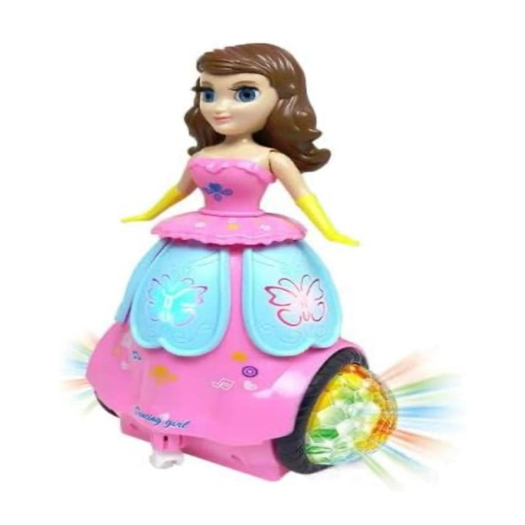 Musical Dancing Girl Toys 360 Degrees Rotating Dancing Princess Doll with 3D Flashing Lights & Sound -Plastic,(Multi Colored)