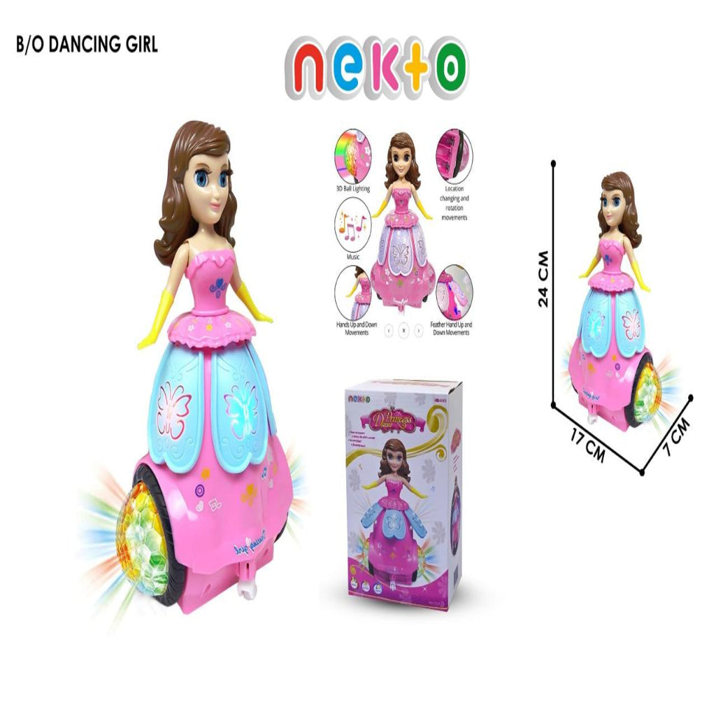 Musical Dancing Girl Toys 360 Degrees Rotating Dancing Princess Doll with 3D Flashing Lights & Sound -Plastic,(Multi Colored)