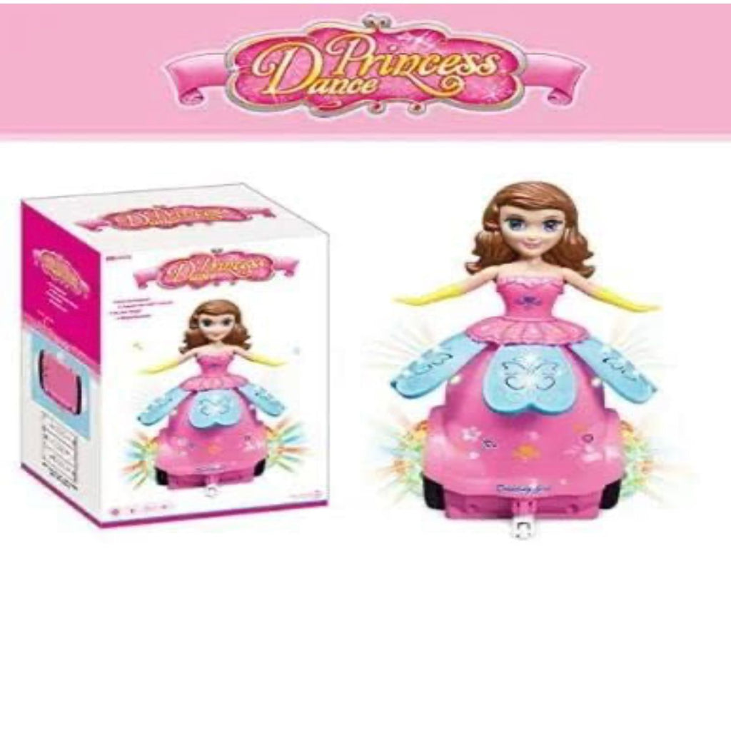 Musical Dancing Girl Toys 360 Degrees Rotating Dancing Princess Doll with 3D Flashing Lights & Sound -Plastic,(Multi Colored)