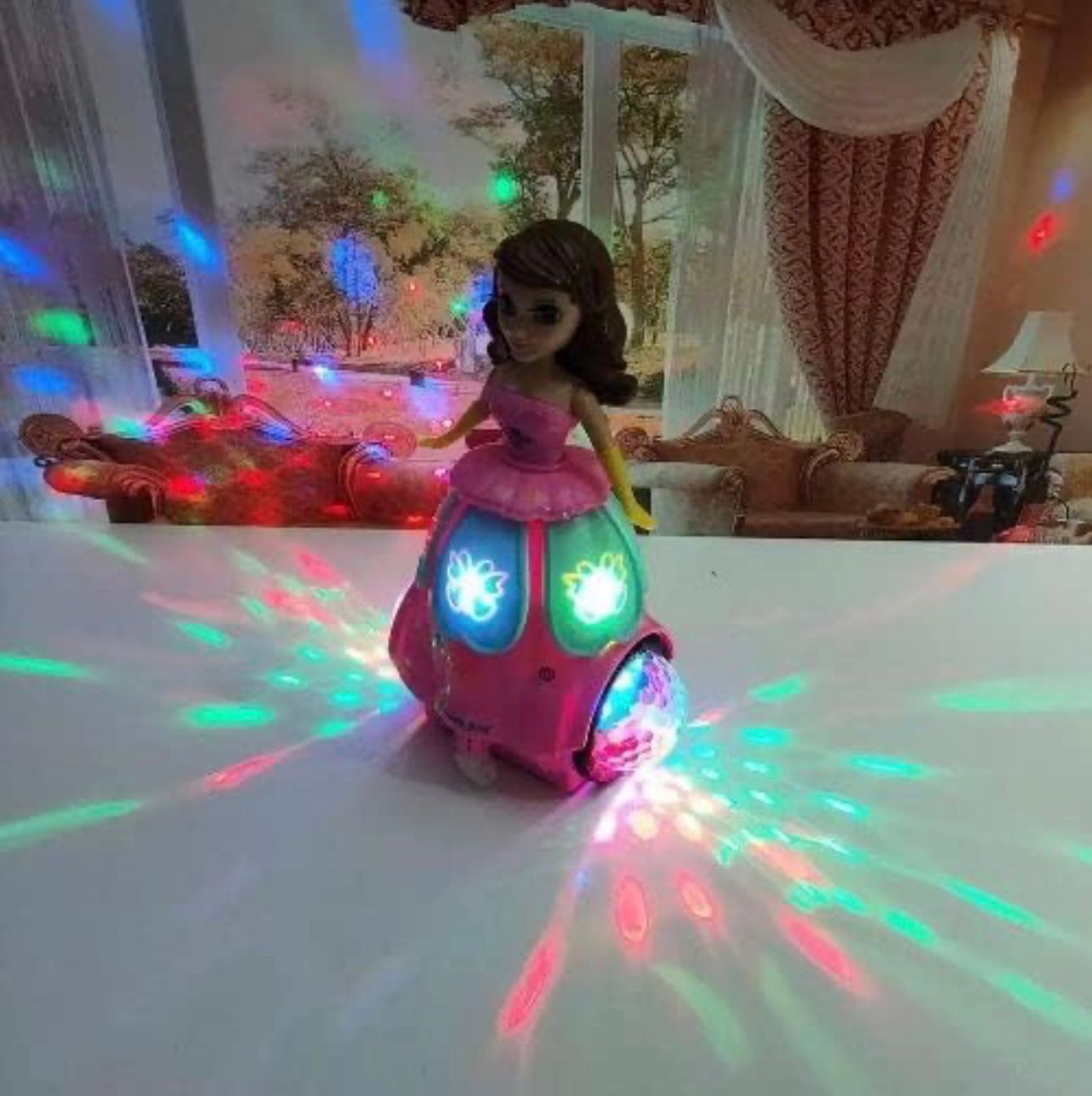 Musical Dancing Girl Toys 360 Degrees Rotating Dancing Princess Doll with 3D Flashing Lights & Sound -Plastic,(Multi Colored)
