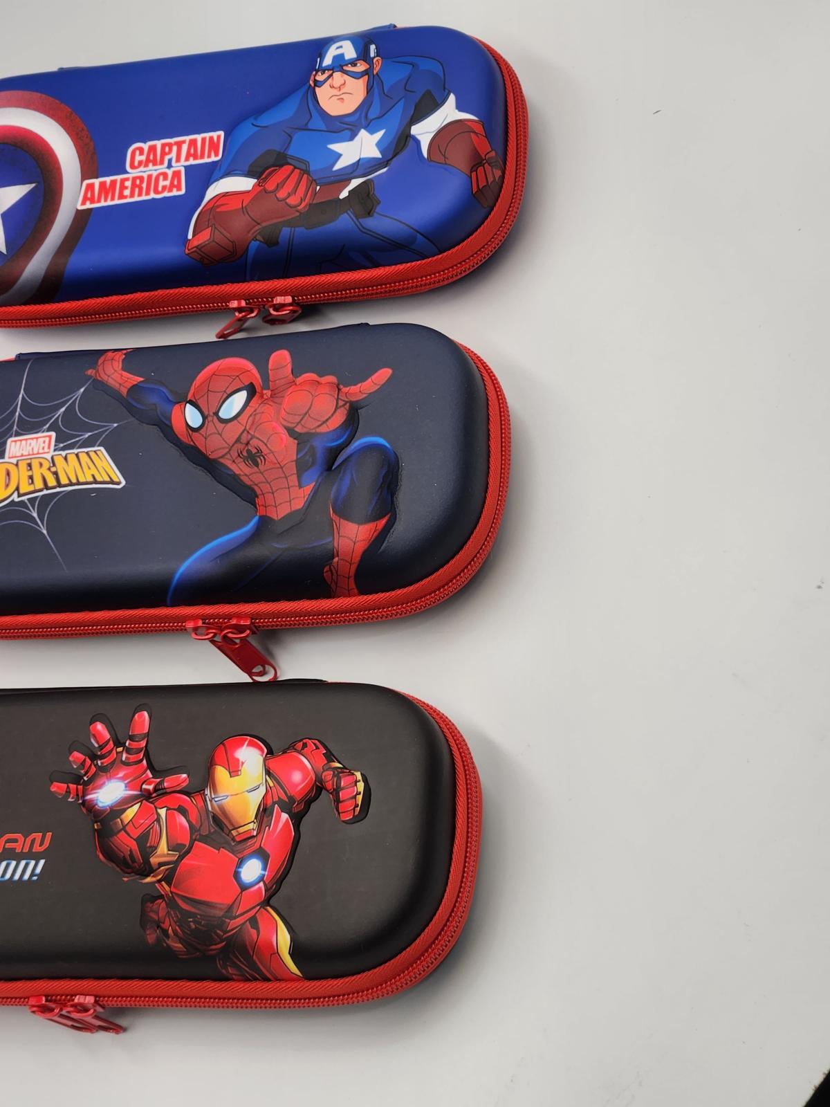 Iron Man,Spider Man, Captain America,Pencil Case , Themed Large Capacity Zipper Pouch, Cartoon-Themed Stationery Box, Ideal for Students and Office Use, Cartoon Back-to-School
