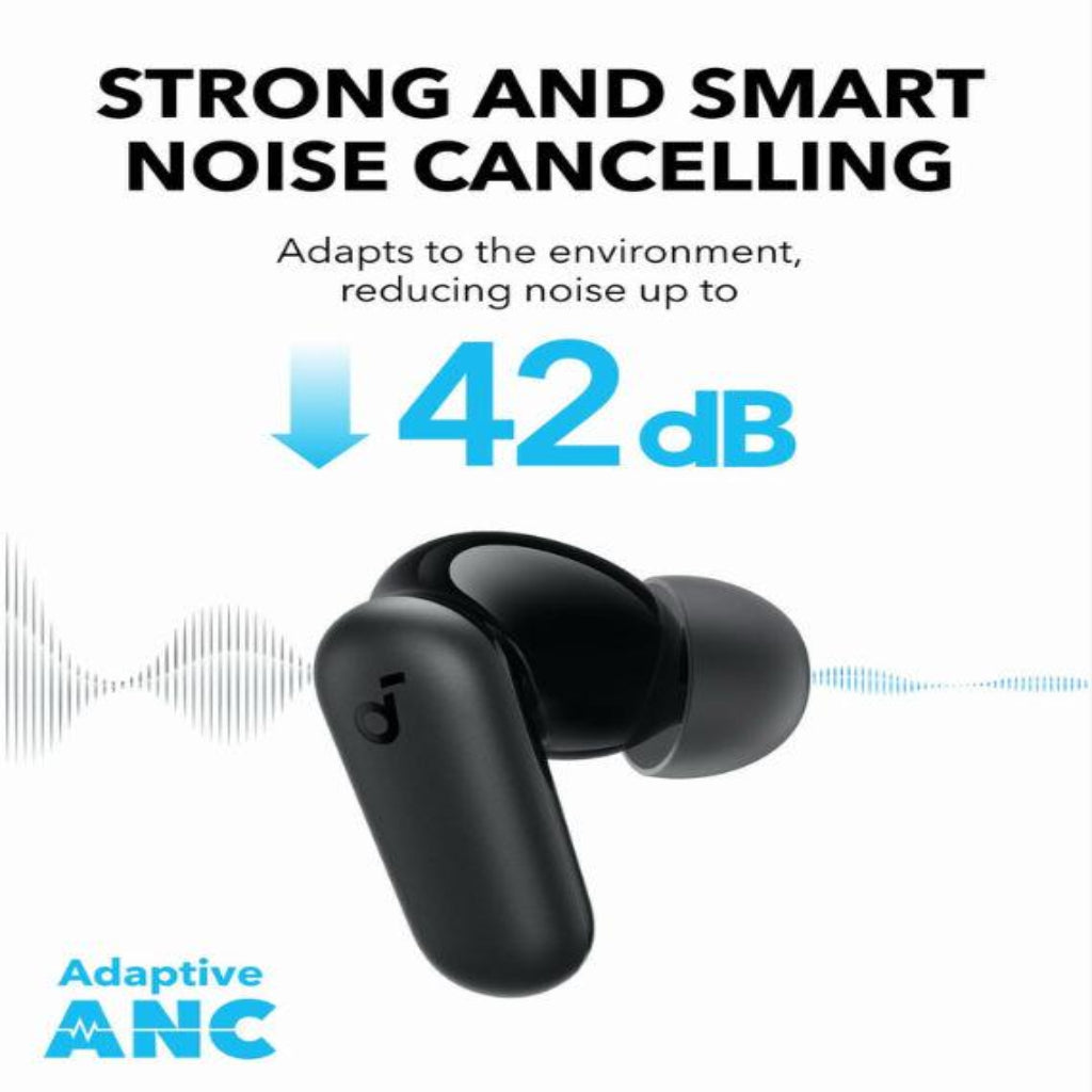 Anker Soundcore R50i NC | Wireless Earbuds | Strong 42dB Adaptive Noise Cancelling | IP54 | 45H Playtime - Black