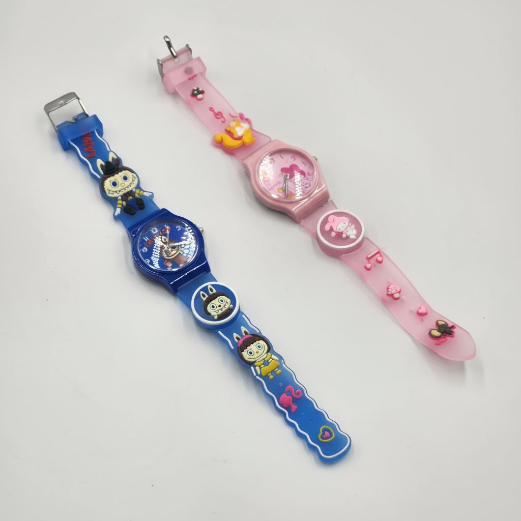 ساعة الإضاءة هالو كيتي وكورومي للأطفال - ساعة يد لطيفة بإضاءة LED للفتيات
