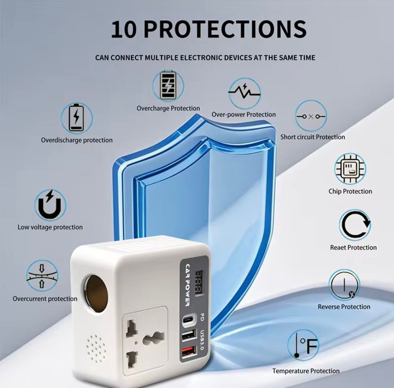 Fast Charging 100W Mini Car Power Inverter with USB and AC Socket DC 12v to AC 220V 110V