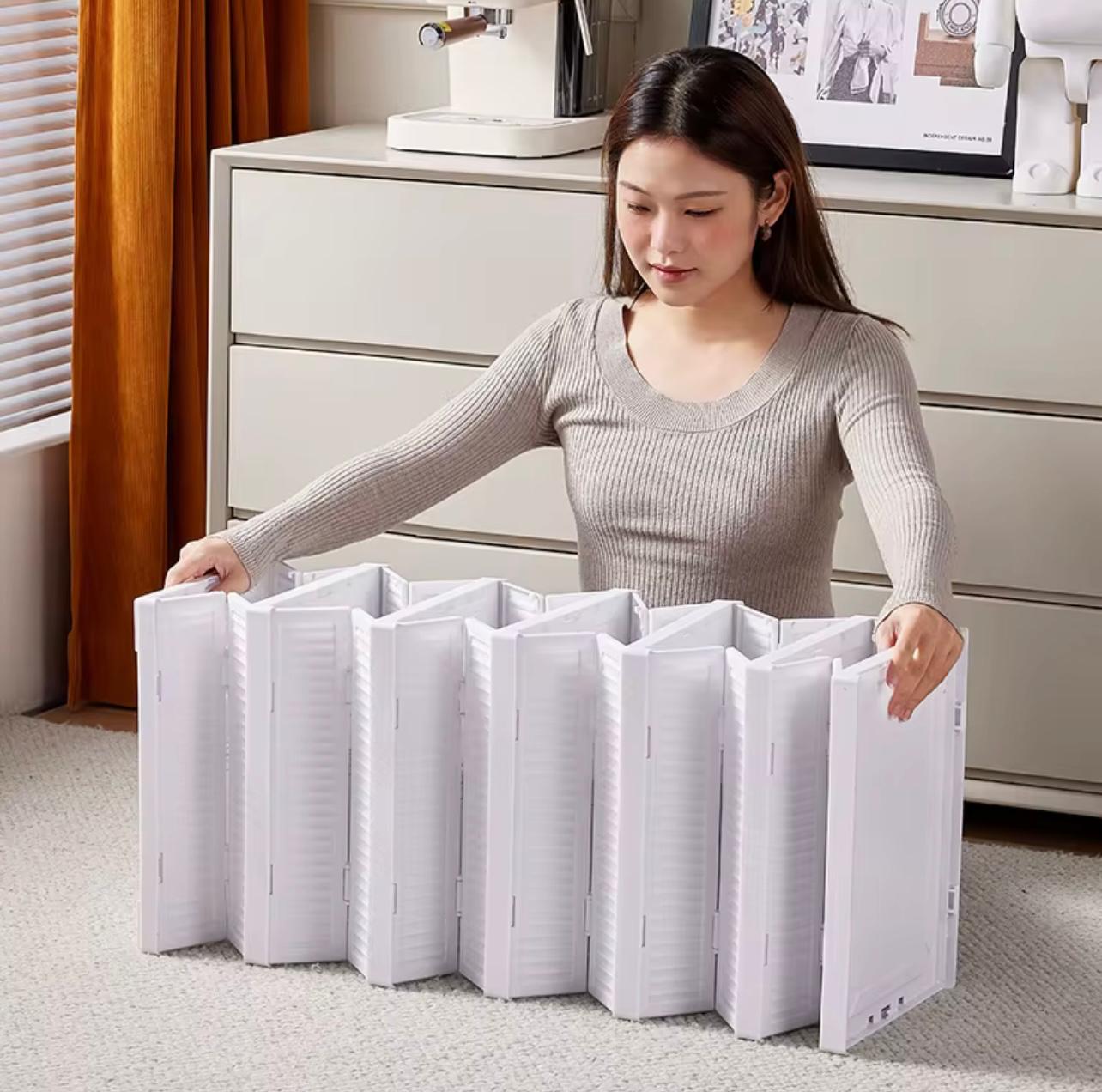 خزانة تخزين أحذية قابلة للتكديس مكونة من 6 طيات - منظم أدراج شفاف