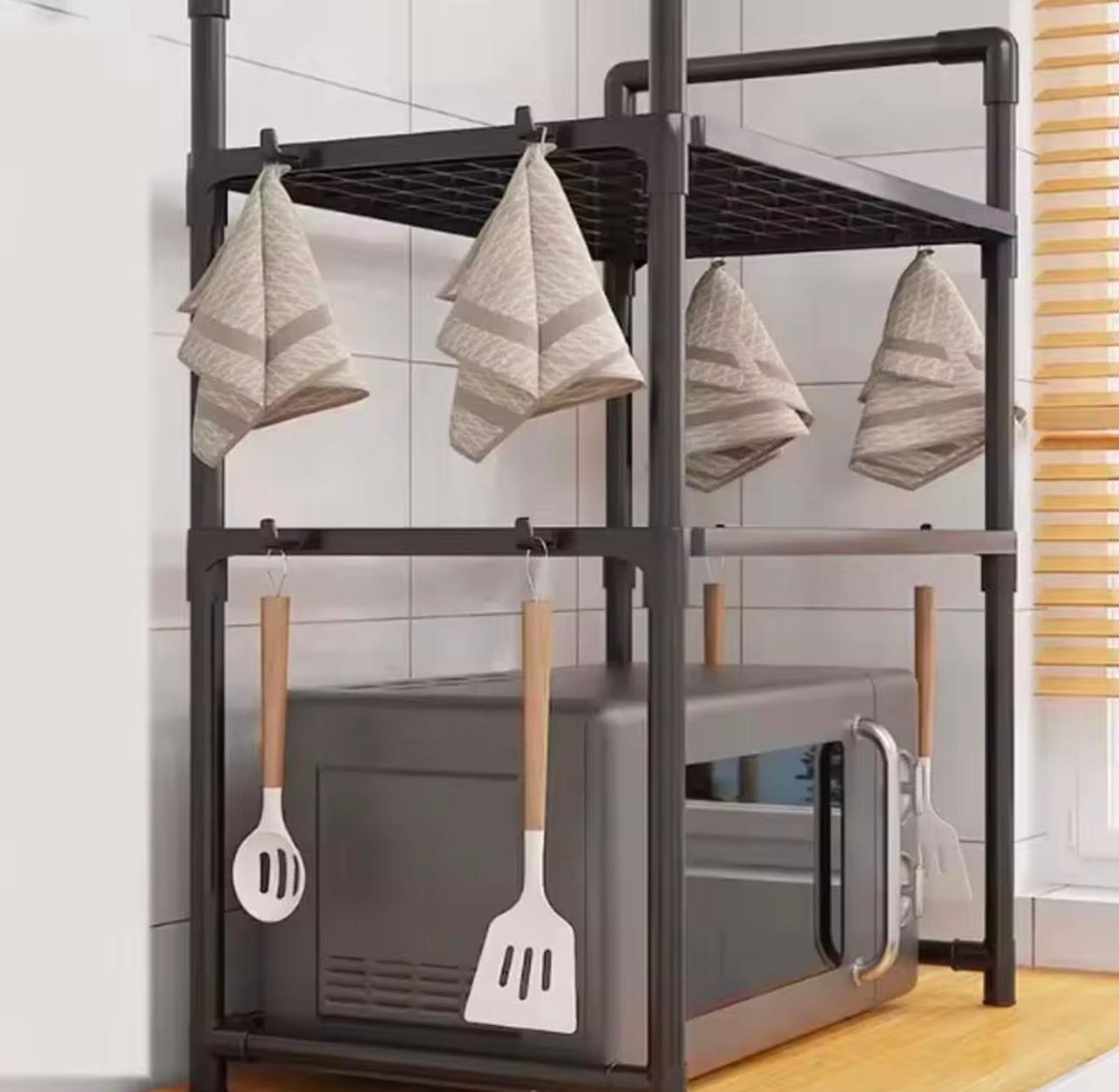 2-Tier Microwave Rack - Heavy-Duty Space-Saving Kitchen Organizer, Expandable Countertop or Cabinet Storage Shelf for Microwaves…