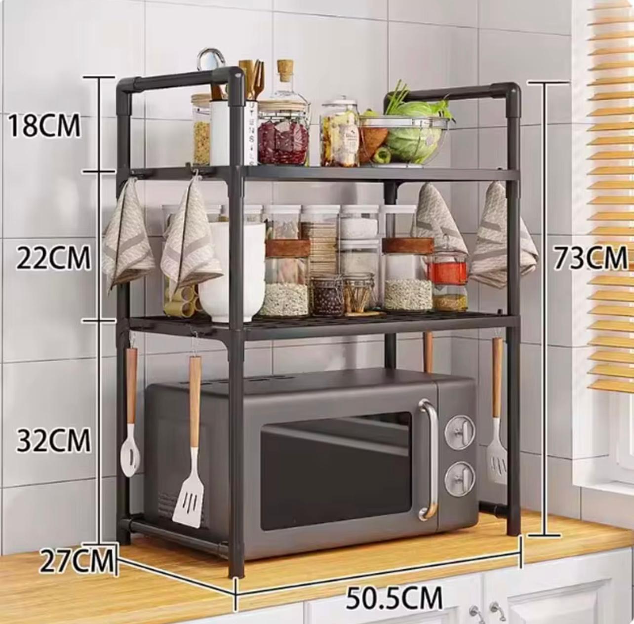 2-Tier Microwave Rack - Heavy-Duty Space-Saving Kitchen Organizer, Expandable Countertop or Cabinet Storage Shelf for Microwaves…