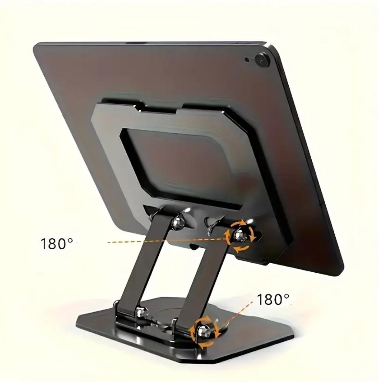 360° Rotating Metal Tablet Stand, Adjustable & Foldable, Easy Storage, Dual-Axis Design Stable Desktop Base, Multi-Angle Viewing, Fashionable Modern Design,