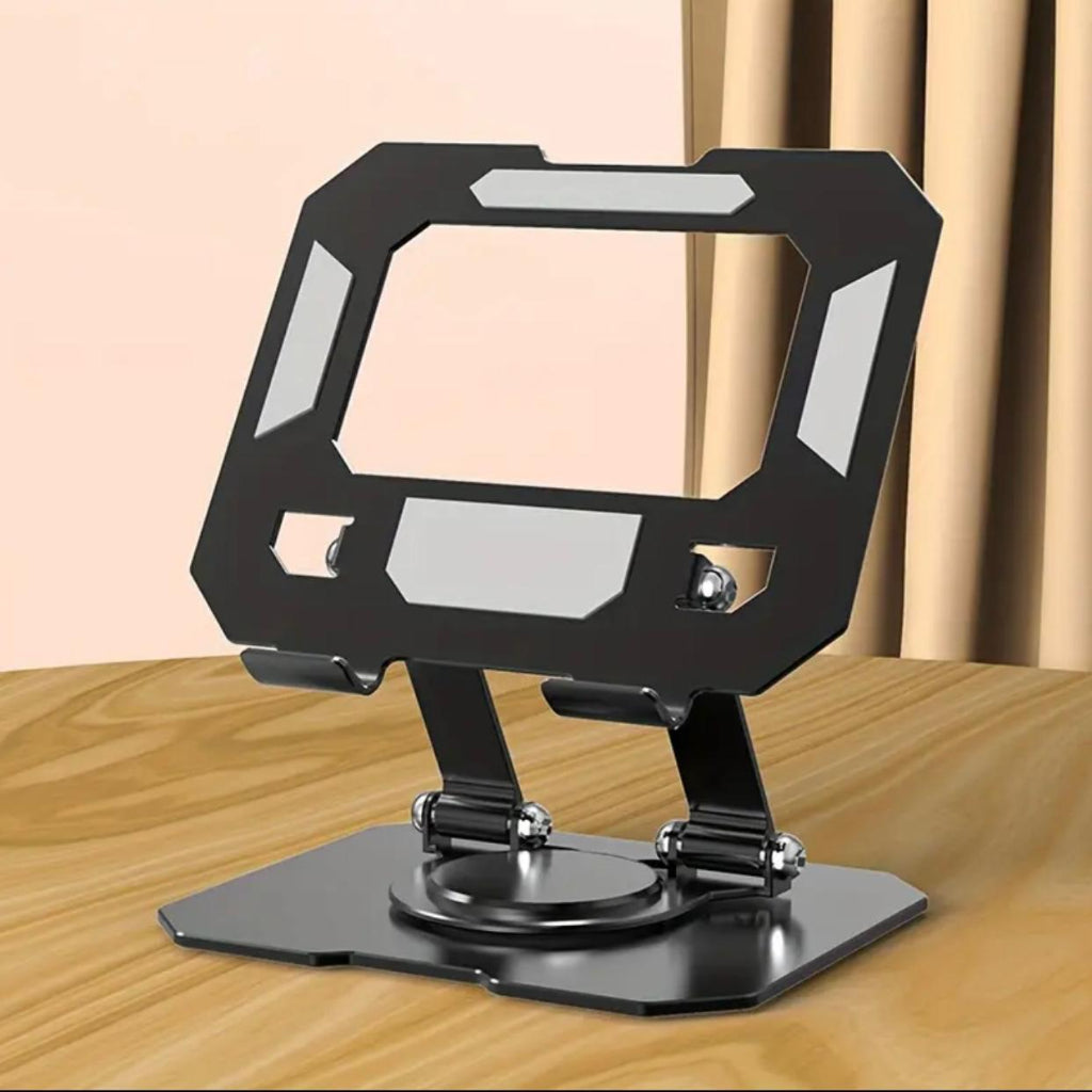 360° Rotating Metal Tablet Stand, Adjustable & Foldable, Easy Storage, Dual-Axis Design Stable Desktop Base, Multi-Angle Viewing, Fashionable Modern Design,