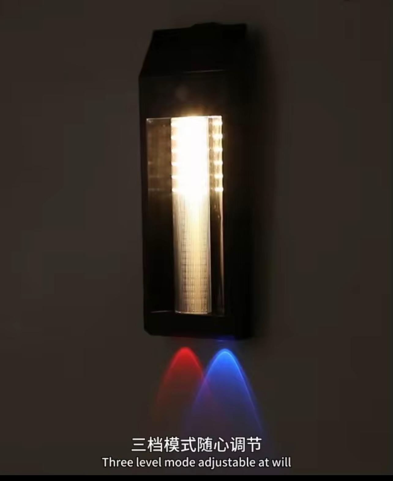 Solar-Powered Motion Sensor Outdoor Wall Light - RGB LED, 3 Lighting Modes,, Dimmable Garden Pathway Lamp for Home, Outdoor Lighting ,Modern Wall Light,Solar Powered Lamp