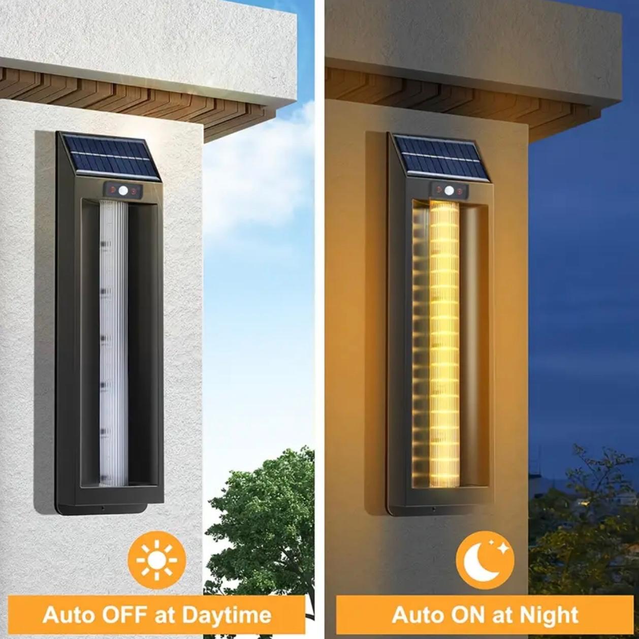 Solar-Powered Motion Sensor Outdoor Wall Light - RGB LED, 3 Lighting Modes,, Dimmable Garden Pathway Lamp for Home, Outdoor Lighting ,Modern Wall Light,Solar Powered Lamp