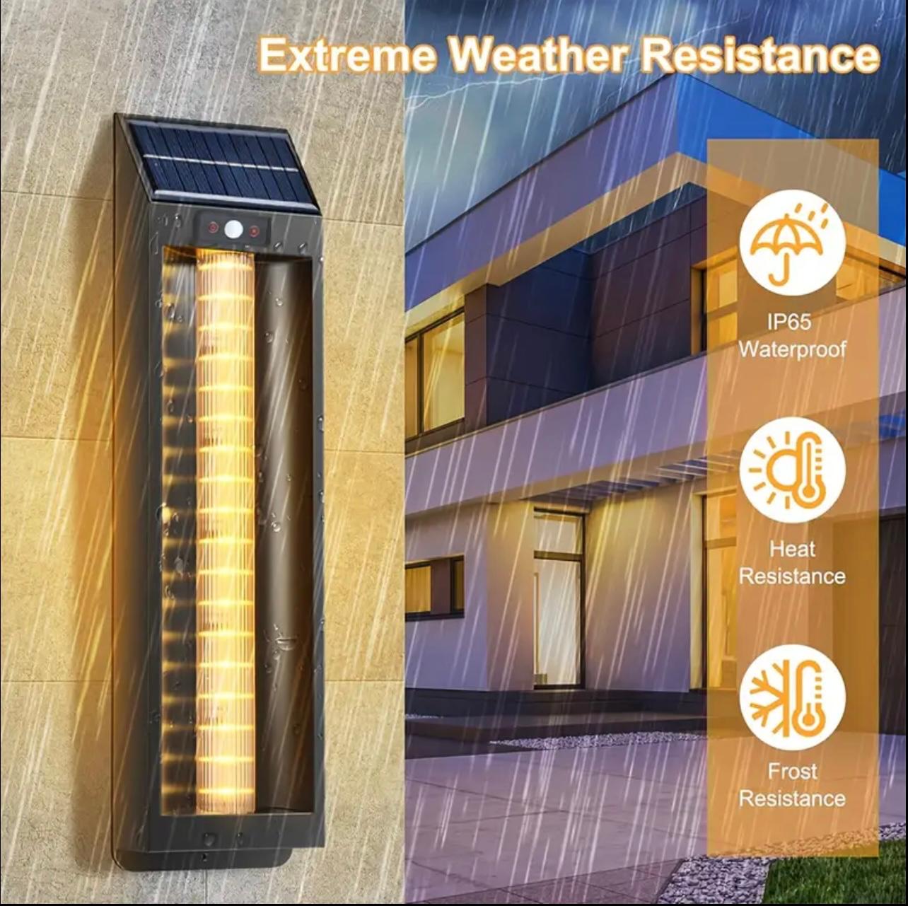Solar-Powered Motion Sensor Outdoor Wall Light - RGB LED, 3 Lighting Modes,, Dimmable Garden Pathway Lamp for Home, Outdoor Lighting ,Modern Wall Light,Solar Powered Lamp