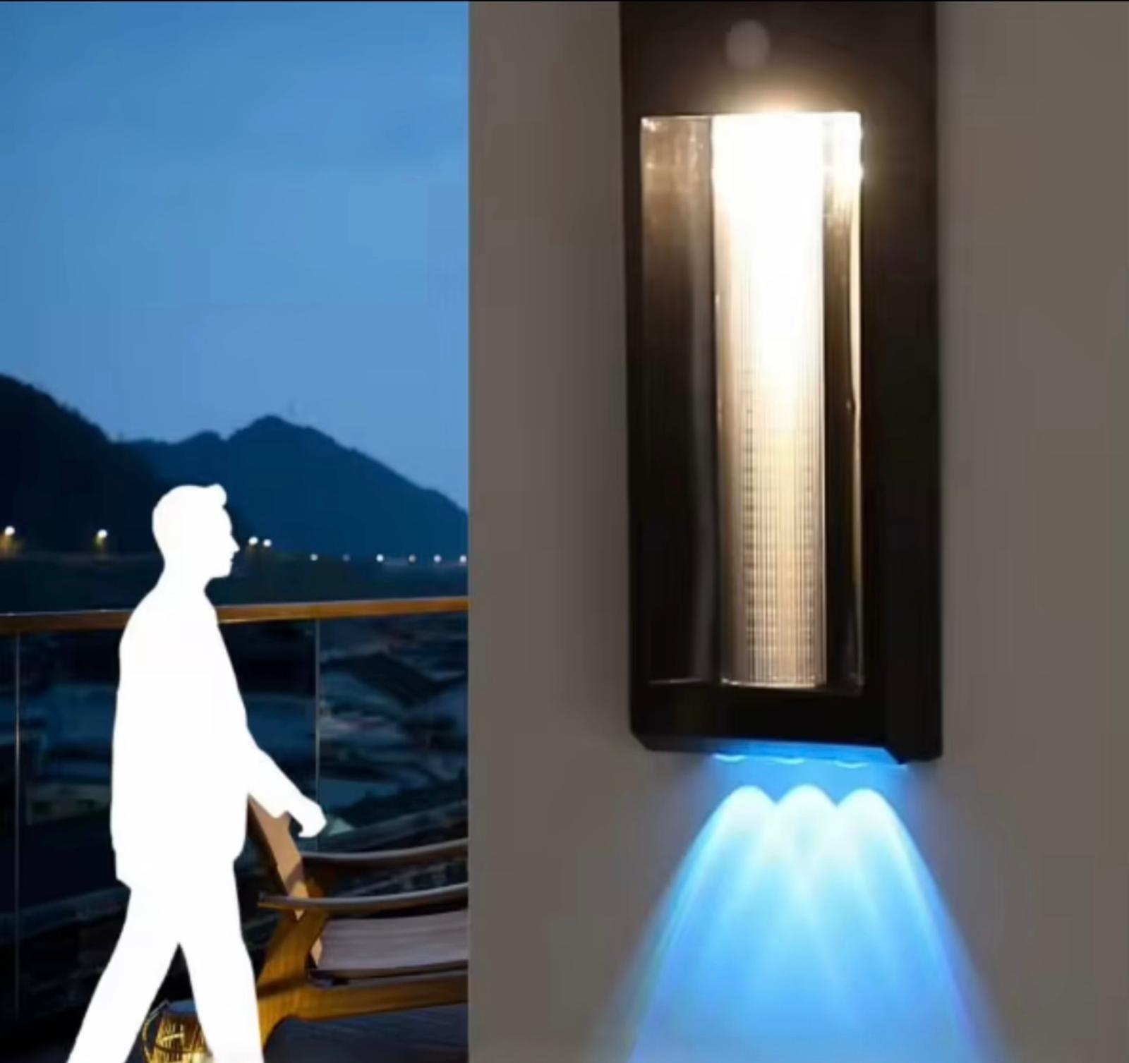 Solar-Powered Motion Sensor Outdoor Wall Light - RGB LED, 3 Lighting Modes,, Dimmable Garden Pathway Lamp for Home, Outdoor Lighting ,Modern Wall Light,Solar Powered Lamp