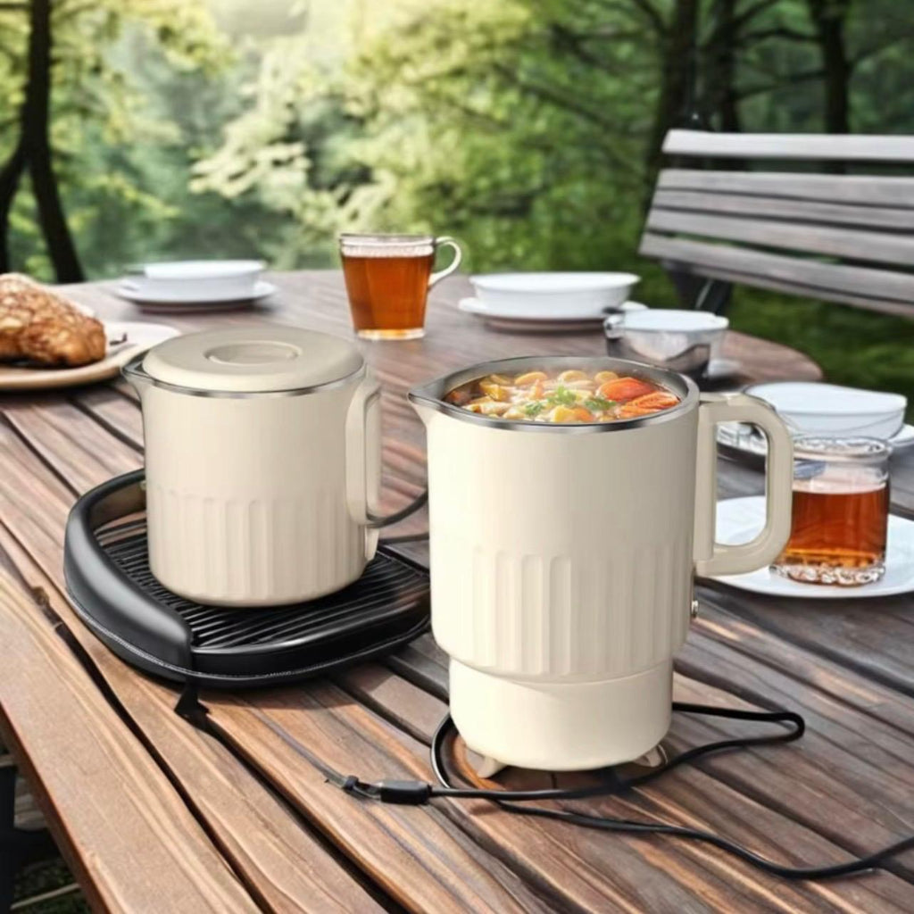 Small Stainless Steel Portable Electric Kettle Cordless Mini Travel & Outdoor Folding Water Kettle for Home & Kitchen Use