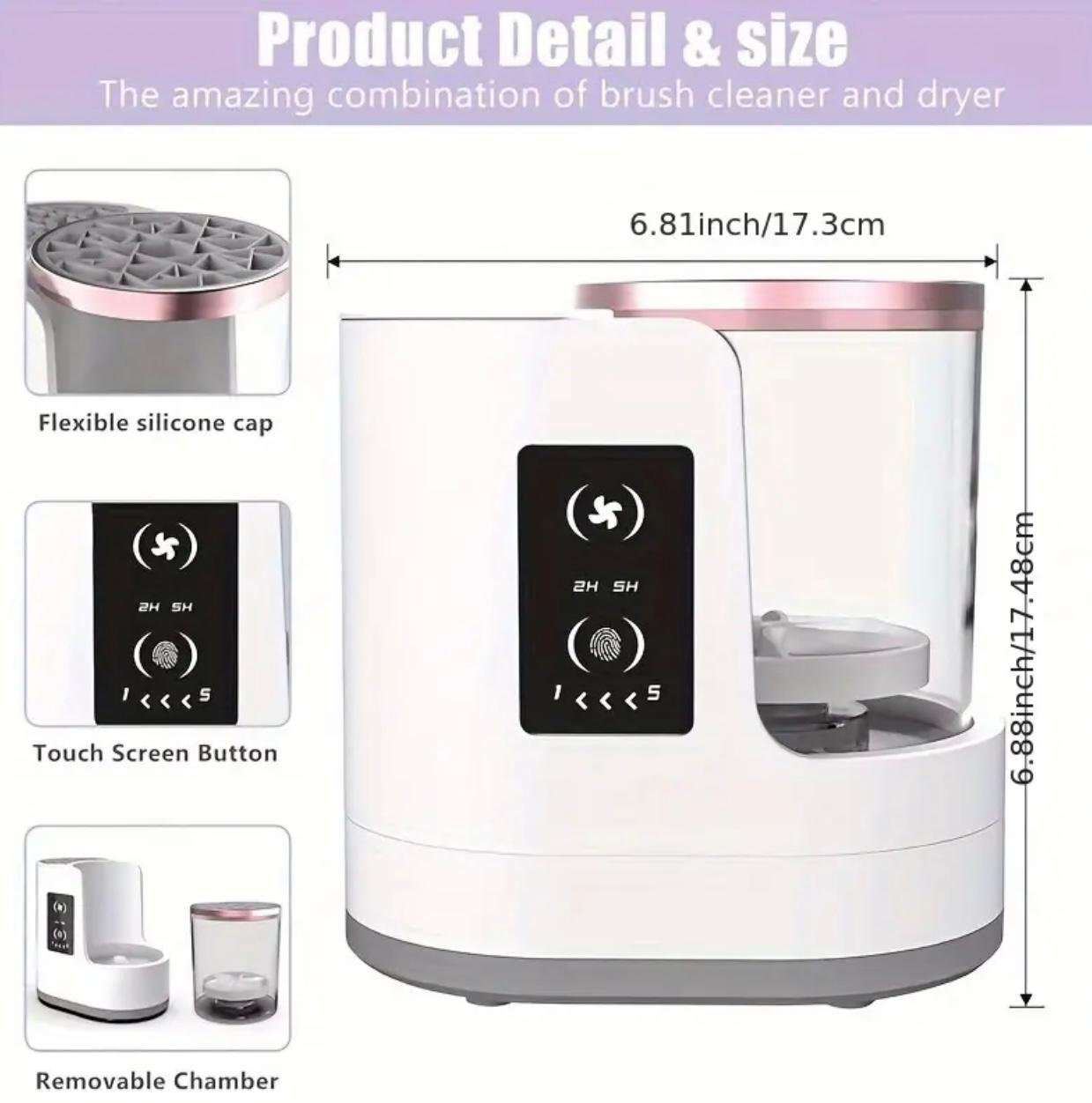 Electric Makeup Brush Cleaner and Dryer Machine - Automatic Deep Cleaning, Suitable for Various Makeup Tools and Beauty Products, with Timer Function and Stand, USB Powered, Makeup Cleaner Machine