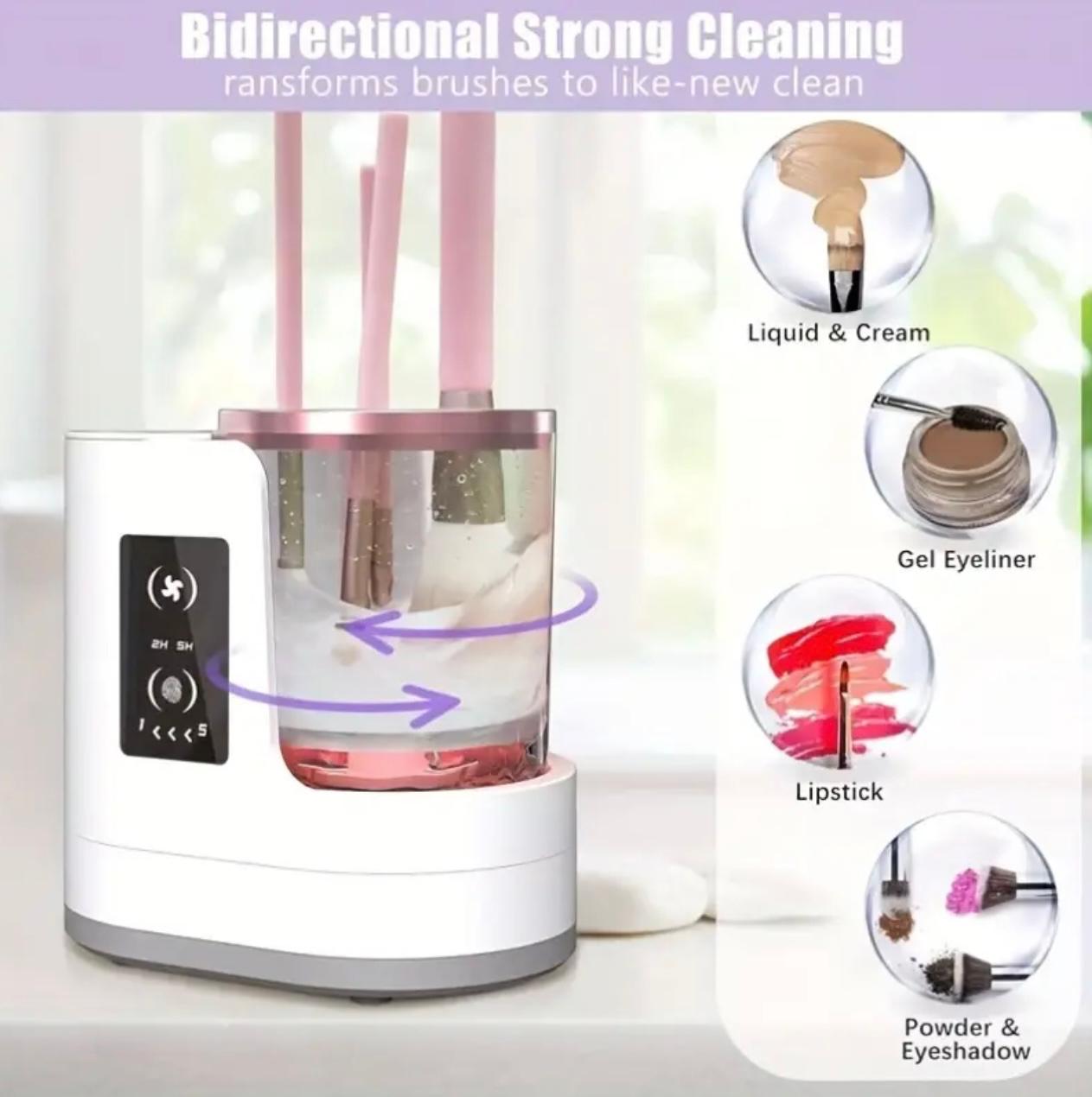 Electric Makeup Brush Cleaner and Dryer Machine - Automatic Deep Cleaning, Suitable for Various Makeup Tools and Beauty Products, with Timer Function and Stand, USB Powered, Makeup Cleaner Machine