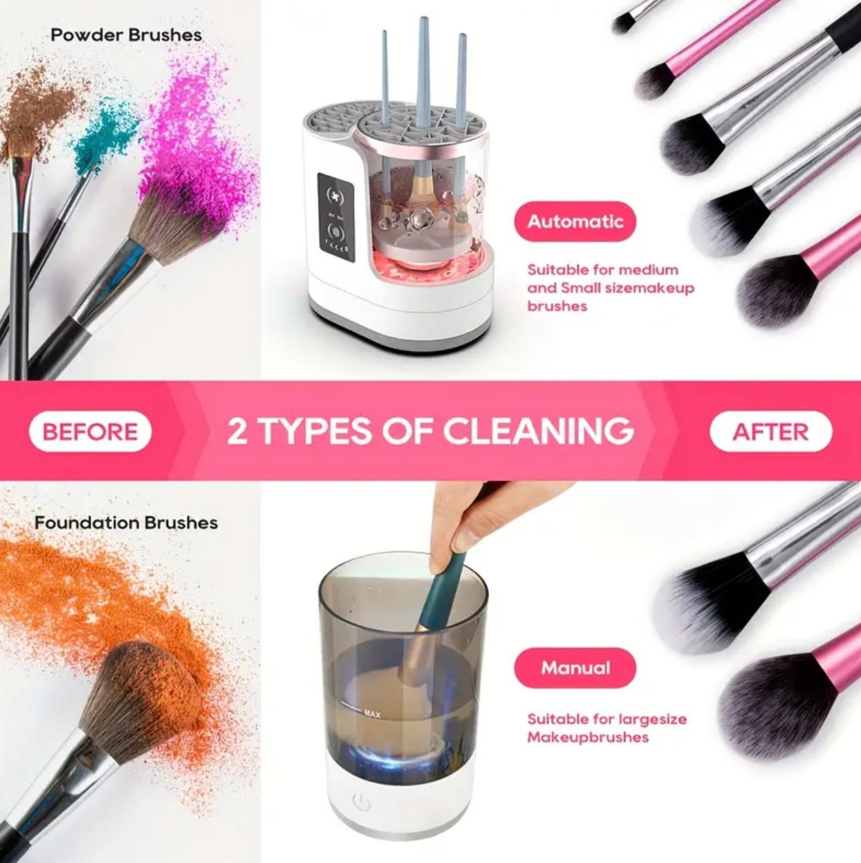 Electric Makeup Brush Cleaner and Dryer Machine - Automatic Deep Cleaning, Suitable for Various Makeup Tools and Beauty Products, with Timer Function and Stand, USB Powered, Makeup Cleaner Machine