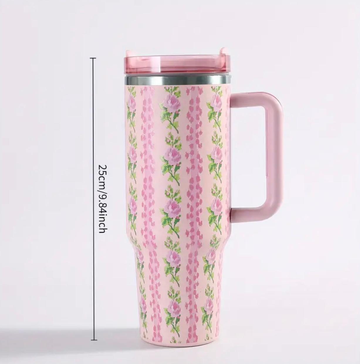 40oz Stainless Steel Insulated Tumbler with Lid & Handle - Double Wall Vacuum Travel Mug, BPA-Free, Ideal for Outdoors, Home, Office, Sports,Car