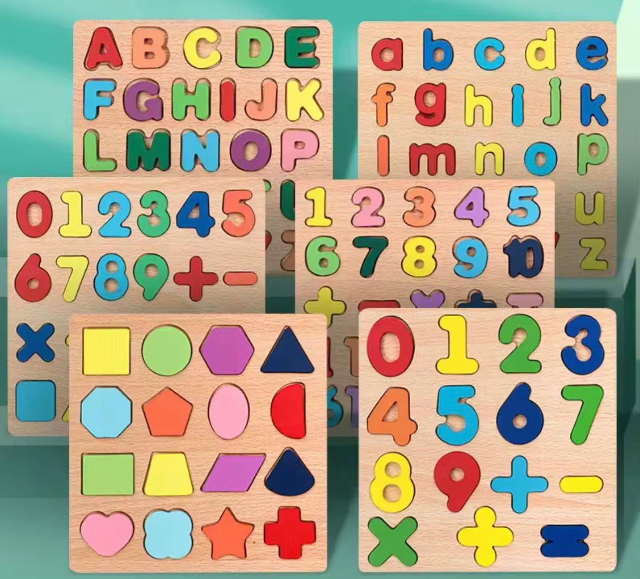 Inspired Wooden Alphabet & Number Puzzle Board for Toddlers 6M+ - Educational Learning Toy with ABCs, 123s, Shapes & Colors, Durable Wood Fiberboard, Safe Rounded Edges, Mixed Colors, Perfect Gift for Boys & Girls