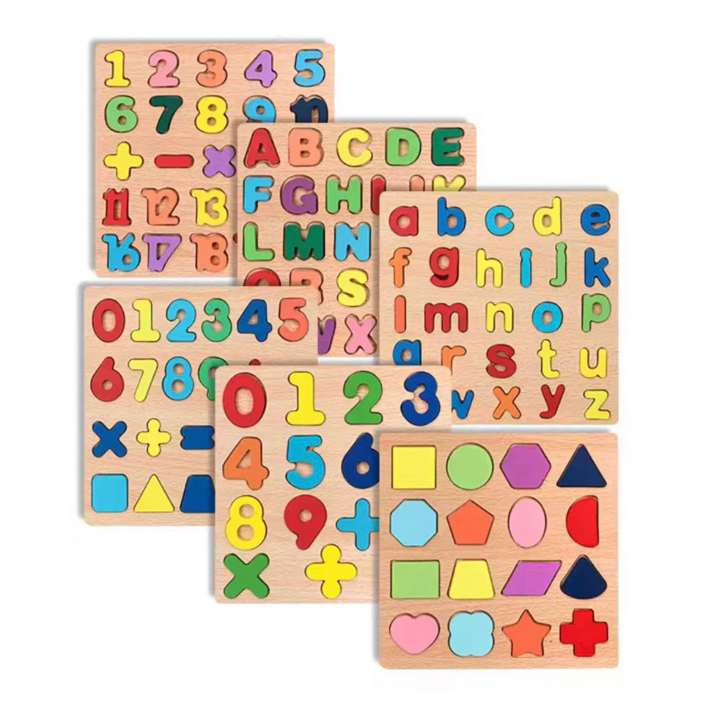 Inspired Wooden Alphabet & Number Puzzle Board for Toddlers 6M+ - Educational Learning Toy with ABCs, 123s, Shapes & Colors, Durable Wood Fiberboard, Safe Rounded Edges, Mixed Colors, Perfect Gift for Boys & Girls