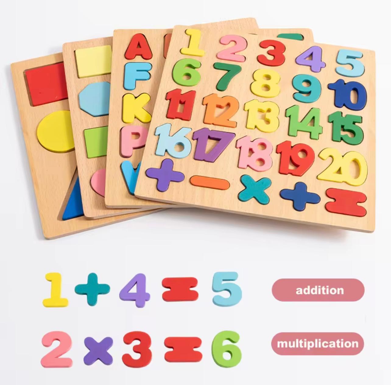 Inspired Wooden Alphabet & Number Puzzle Board for Toddlers 6M+ - Educational Learning Toy with ABCs, 123s, Shapes & Colors, Durable Wood Fiberboard, Safe Rounded Edges, Mixed Colors, Perfect Gift for Boys & Girls