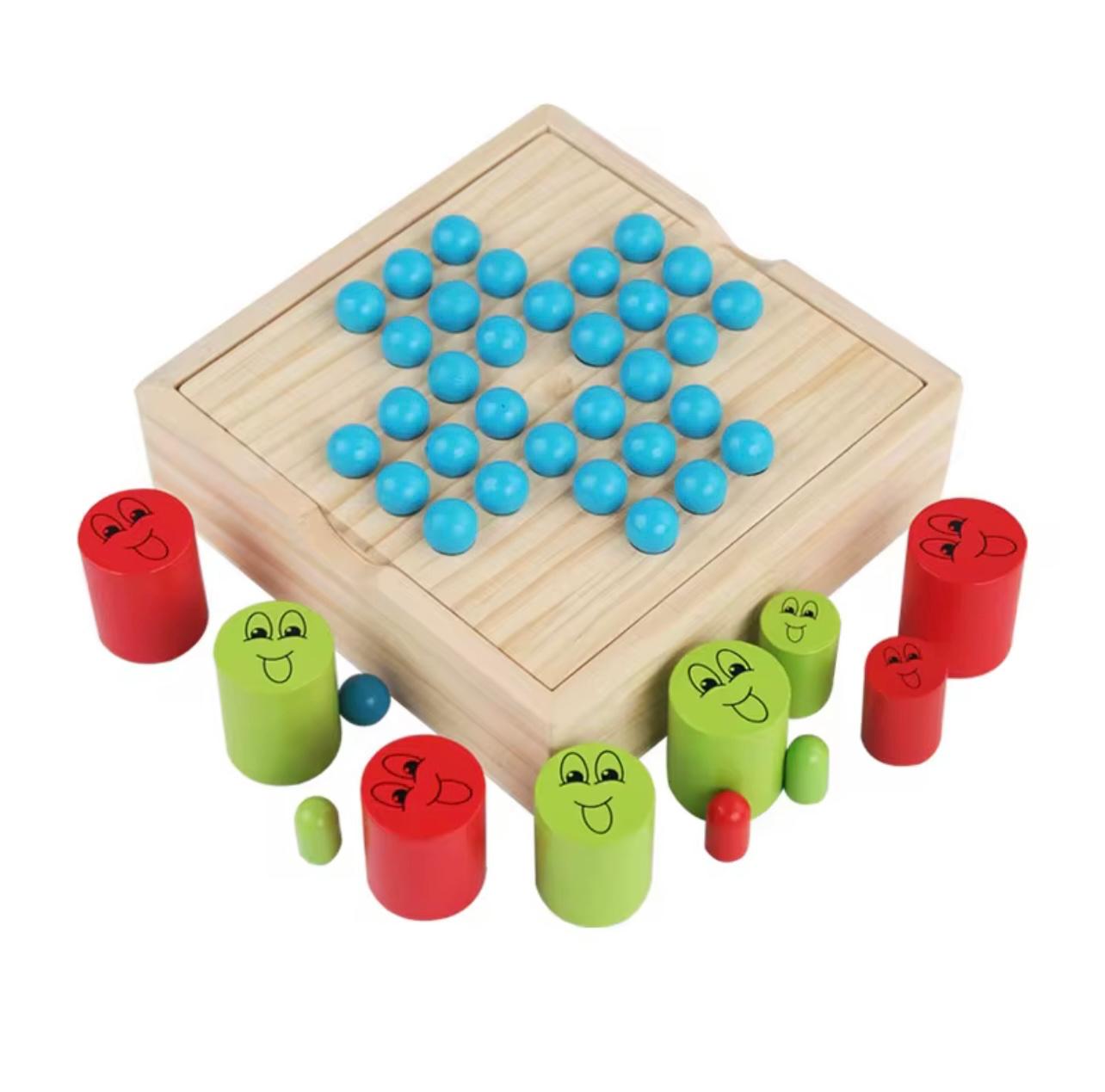 2 in 1 Kids Board Game Popular Tic-Tac-toe Single Noble Chess Wooden Toys Children Funny Chess Early Childhood Education