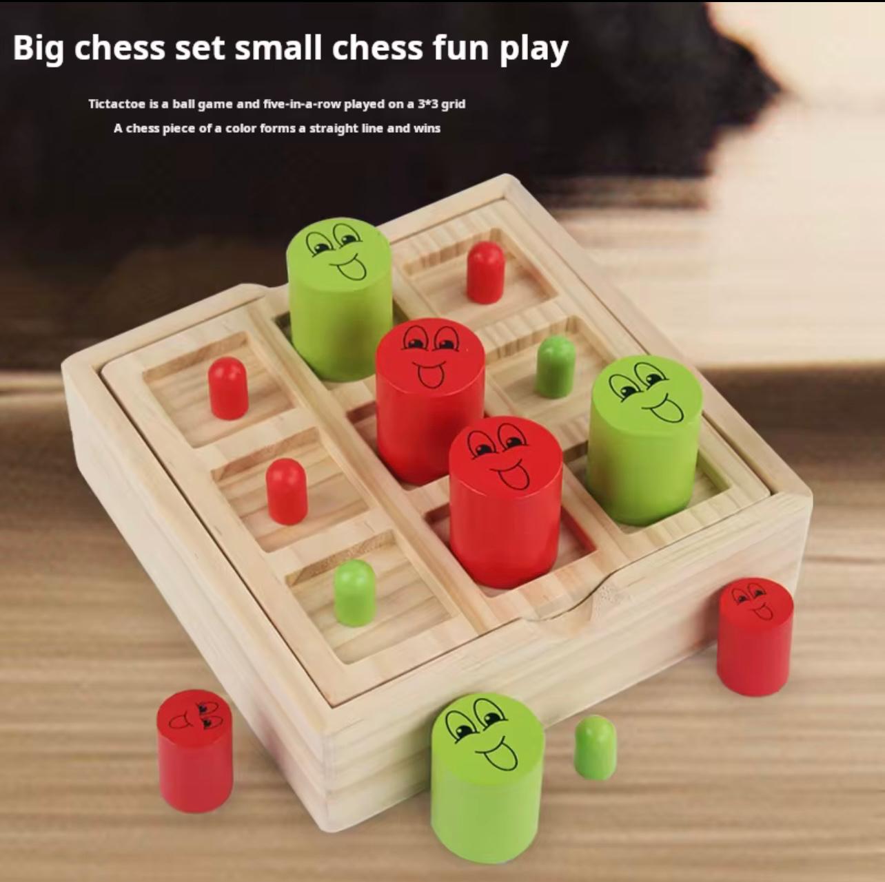 2 in 1 Kids Board Game Popular Tic-Tac-toe Single Noble Chess Wooden Toys Children Funny Chess Early Childhood Education