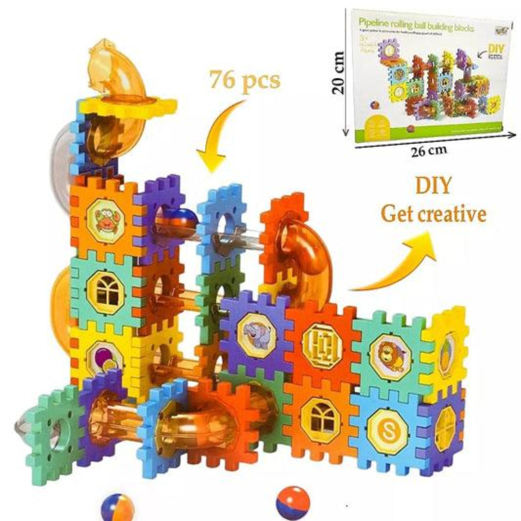 76Pcs Set Pipeline Rolling Ball Building Game DIY Kids Toys Blocks Pipe Building Blocks Construction Set Toys for Kids