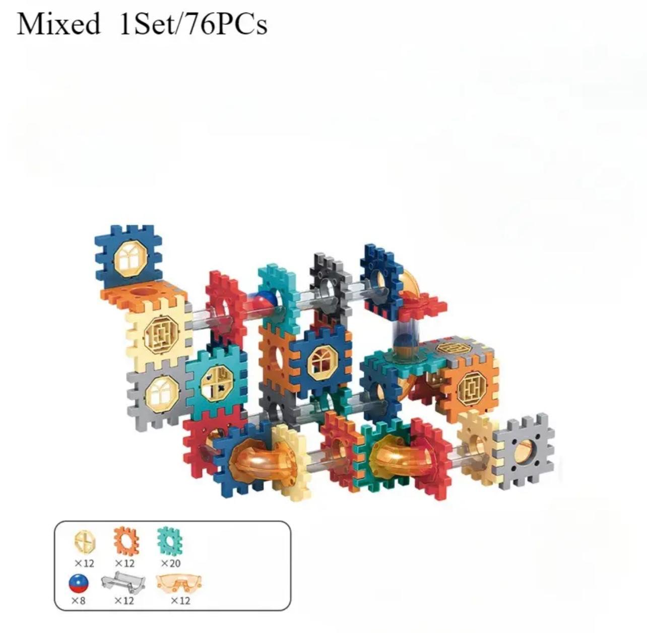 76Pcs Set Pipeline Rolling Ball Building Game DIY Kids Toys Blocks Pipe Building Blocks Construction Set Toys for Kids