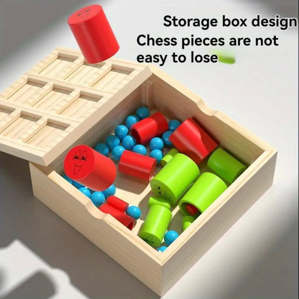 2 in 1 Kids Board Game Popular Tic-Tac-toe Single Noble Chess Wooden Toys Children Funny Chess Early Childhood Education