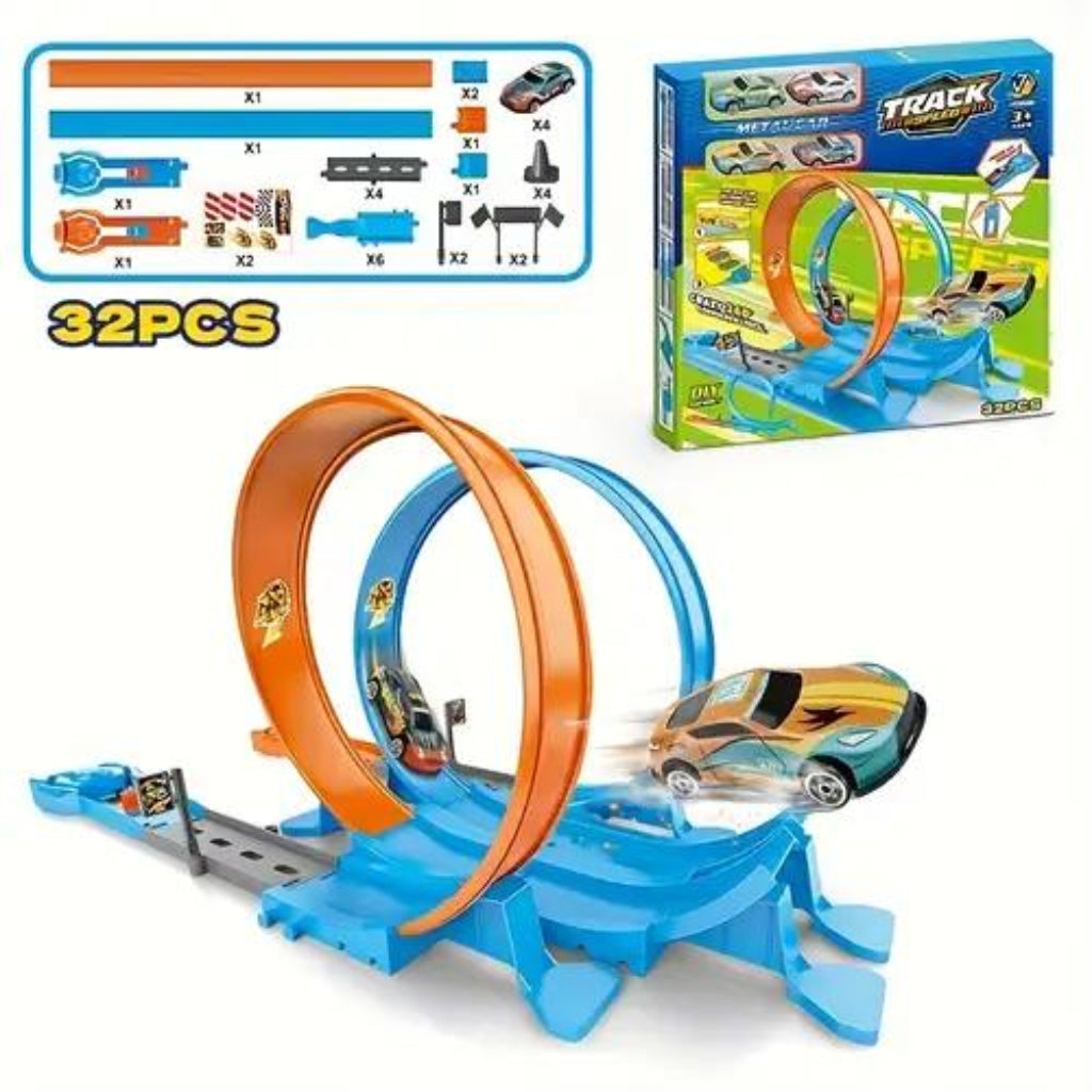 32 Pcs Set Racing Track Play Set Mini Speed Racing Car Kits Educational Diy Race Careducational Interactive Boy Children Toy