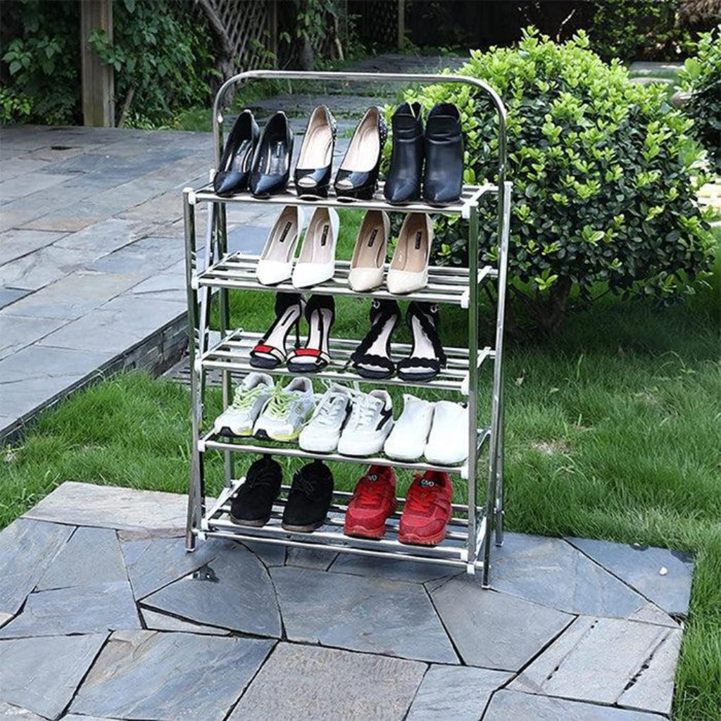 5-Tier Stainless Steel Shoe Rack – Space-Saving Shoe Organizer (H92 × W57 cm)