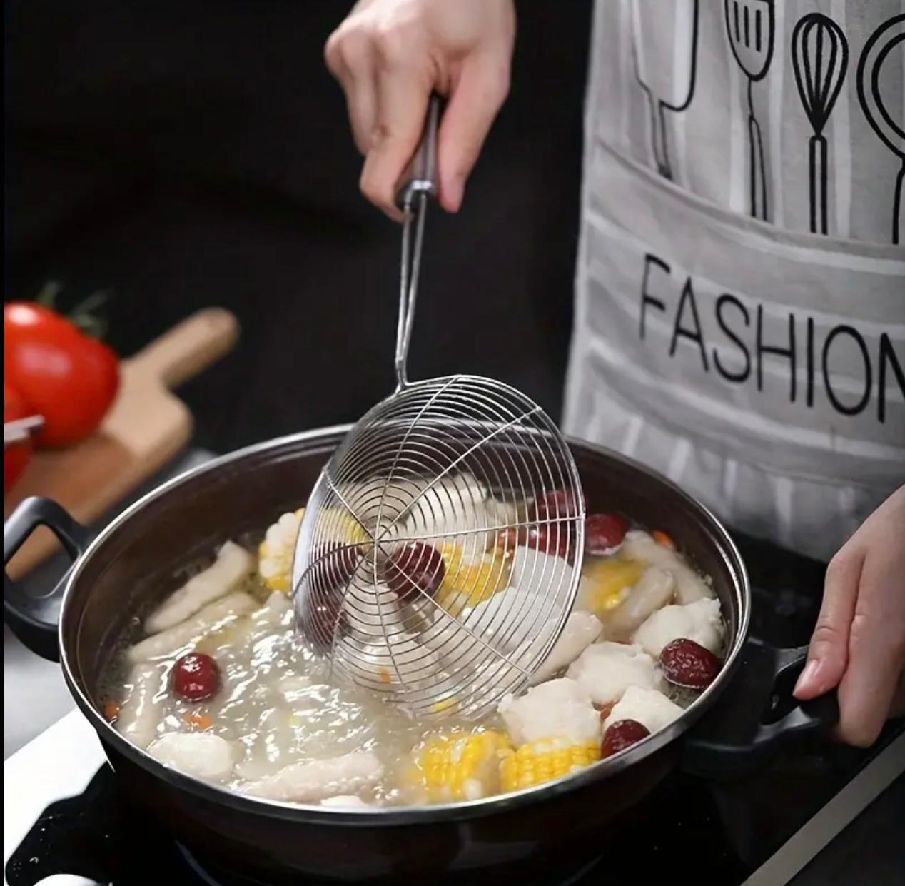 Stainless Steel Spider Strainer Ladle - Perfect for Cooking & Frying, Durable Kitchen Utensil for Pasta & More, 